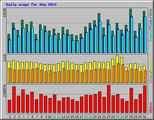 Daily usage for May 2013