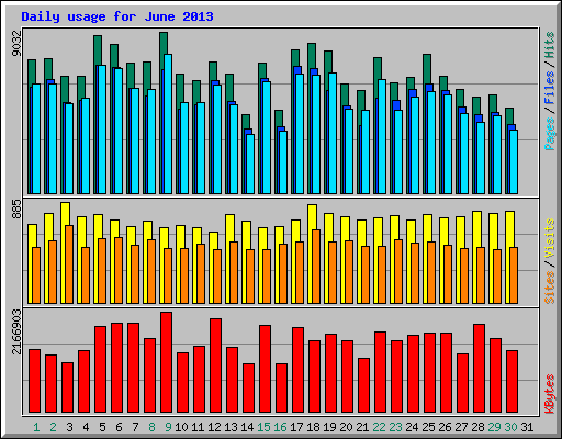 Daily usage for June 2013