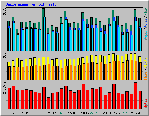 Daily usage for July 2013