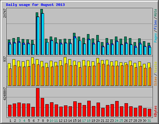 Daily usage for August 2013