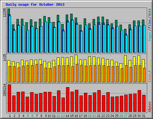 Daily usage for October 2013