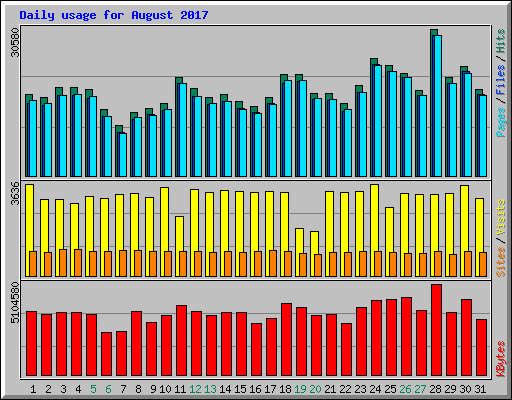 Daily usage for August 2017