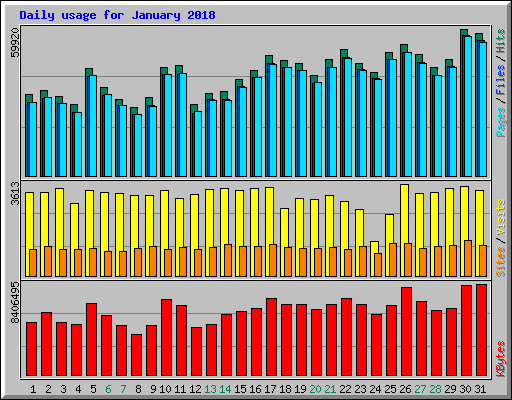 Daily usage for January 2018