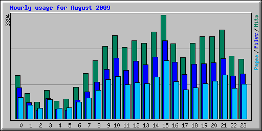 Hourly usage for August 2009