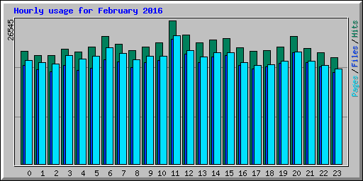 Hourly usage for February 2016