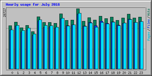 Hourly usage for July 2016