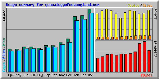 Usage summary for genealogyofnewengland.com